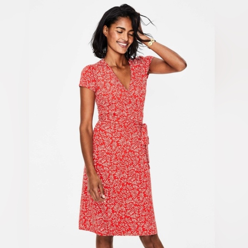 Boden Red Floral Wrap Dress